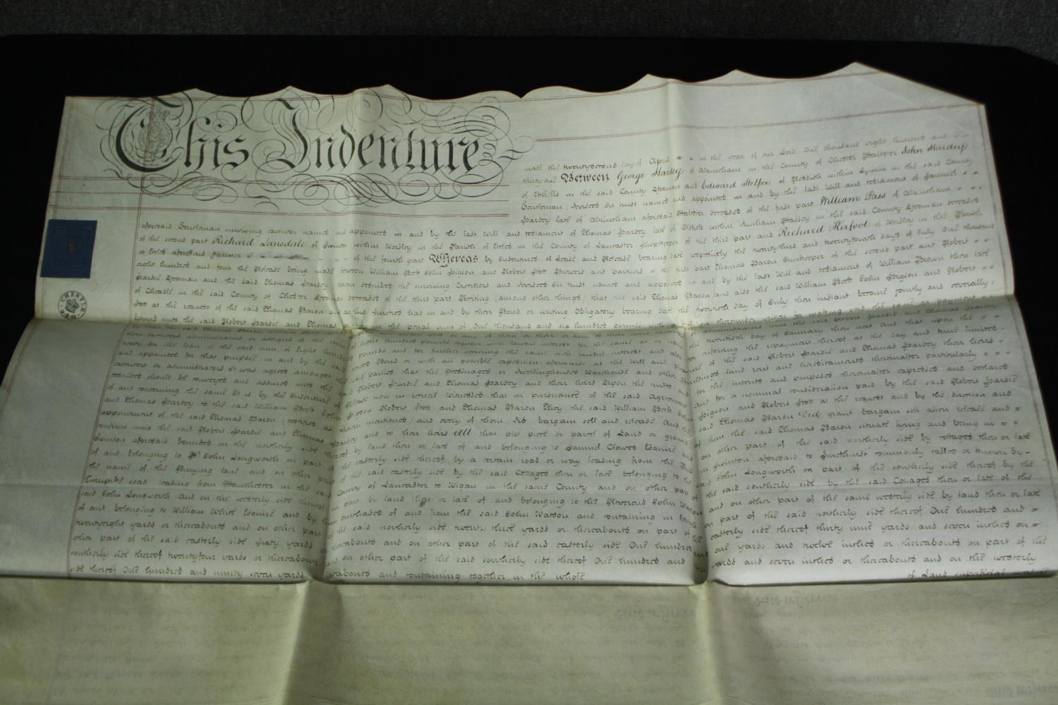 A conveyency contract dated 1830/31 in the city of Chester. H.60 W.75cm. - Image 5 of 10