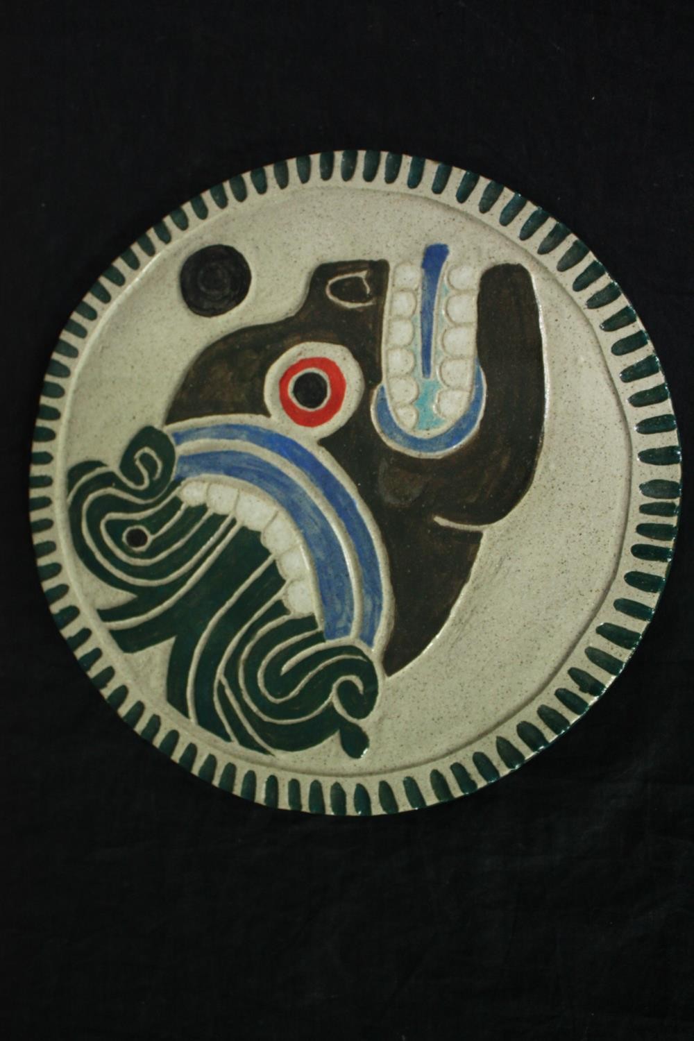 Two native American art pottery plaques. Dia.26cm. (each) - Image 4 of 5
