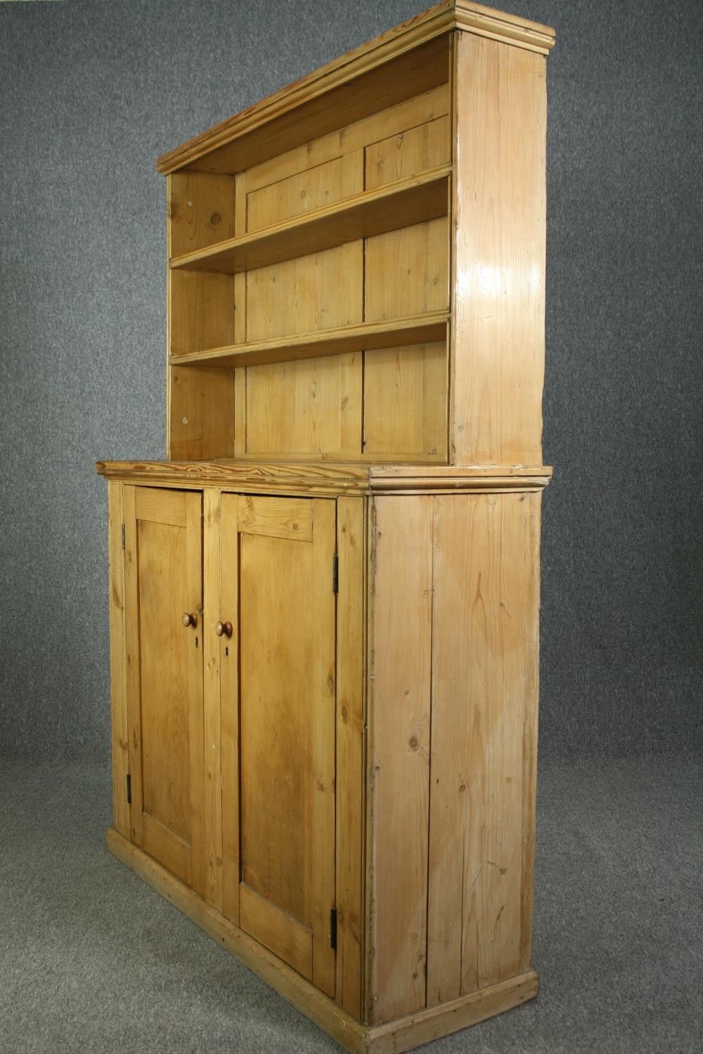 Kitchen dresser, 19th century pine with fixed upper section. H.187 W.127 D.42cm. - Image 6 of 7