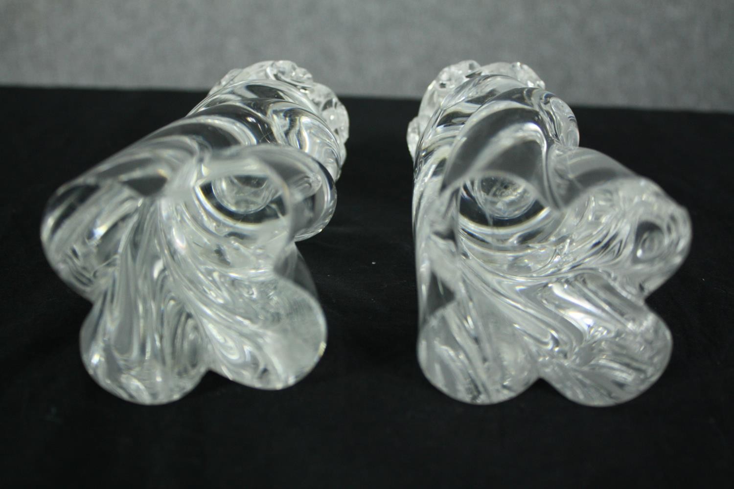 A pair of Baccarat 'Aladin' spiral twist crystal candleholders. H.15cm. (each). - Image 5 of 11