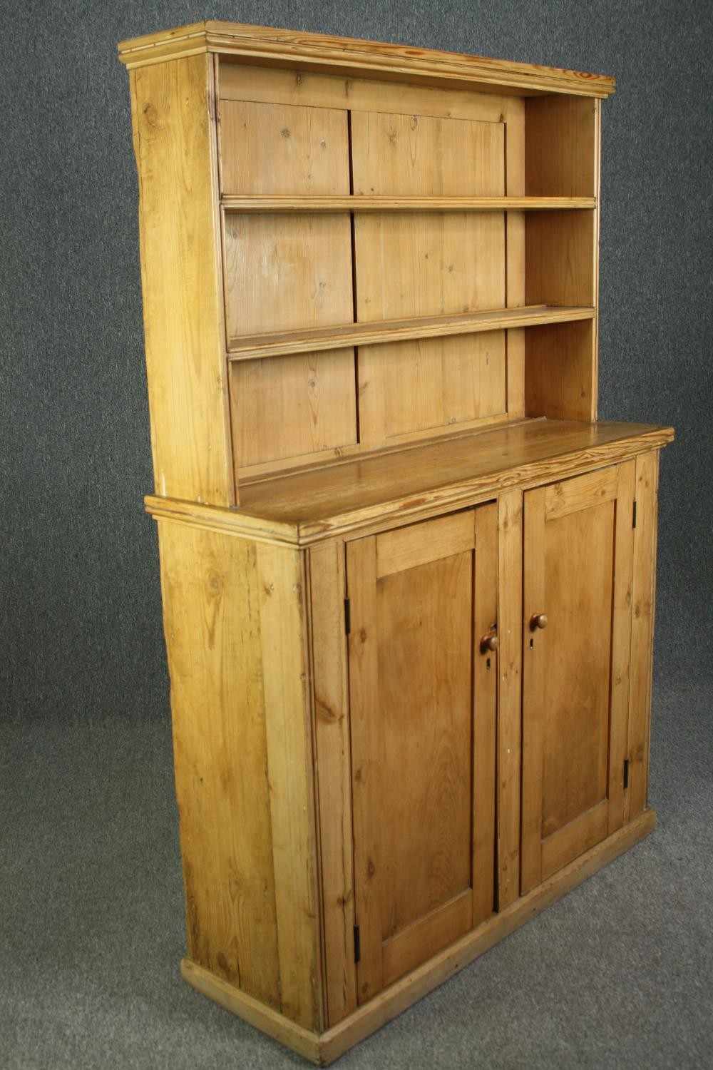 Kitchen dresser, 19th century pine with fixed upper section. H.187 W.127 D.42cm. - Image 5 of 7