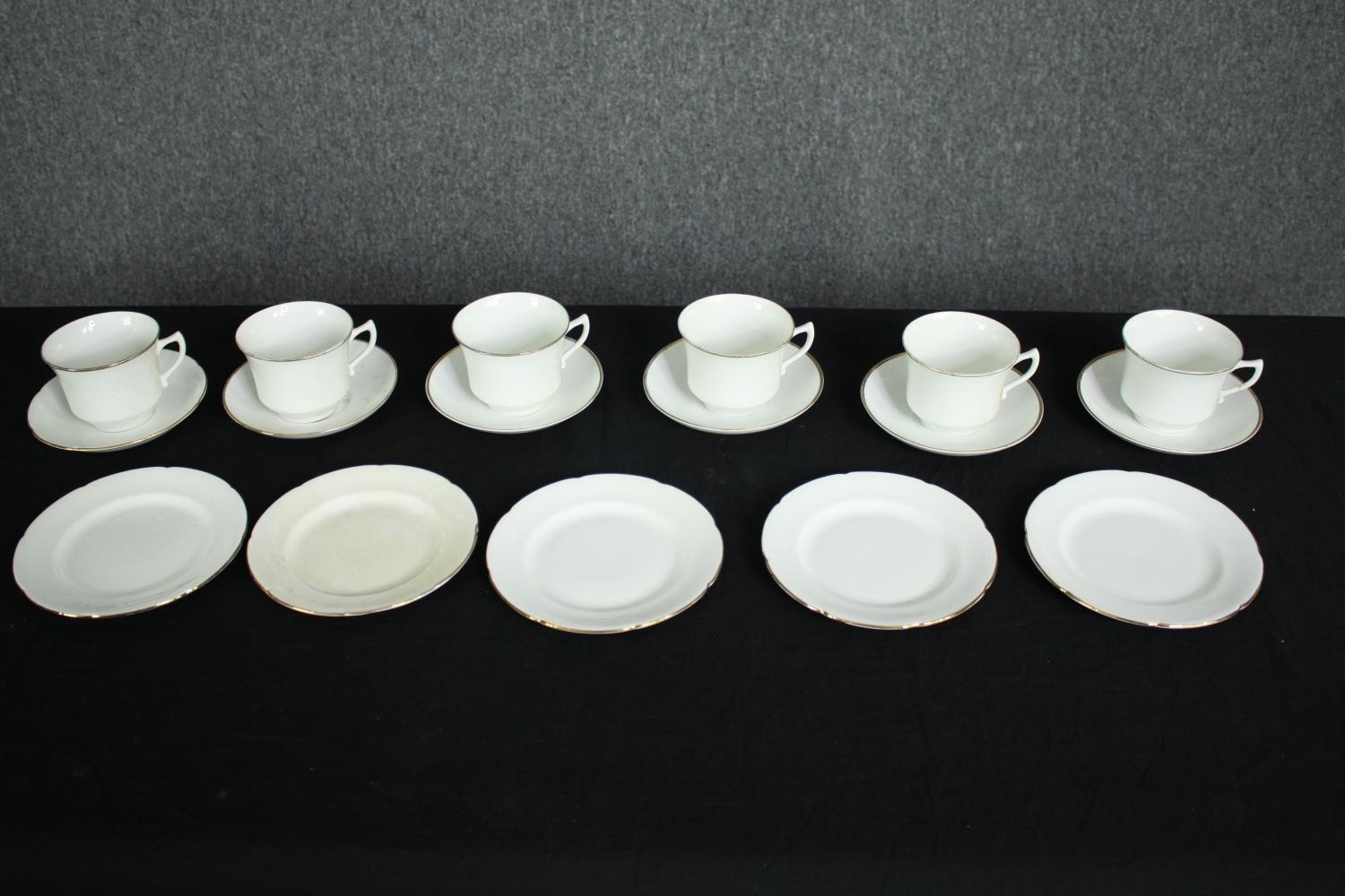 A set of twelve French blue and white tea cups and saucers and a set of six vintage Colclough tea - Image 7 of 11