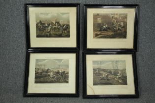 A set of four 19th century prints, The First Steeplechase on Record, framed and glazed. H.51 W.59cm.