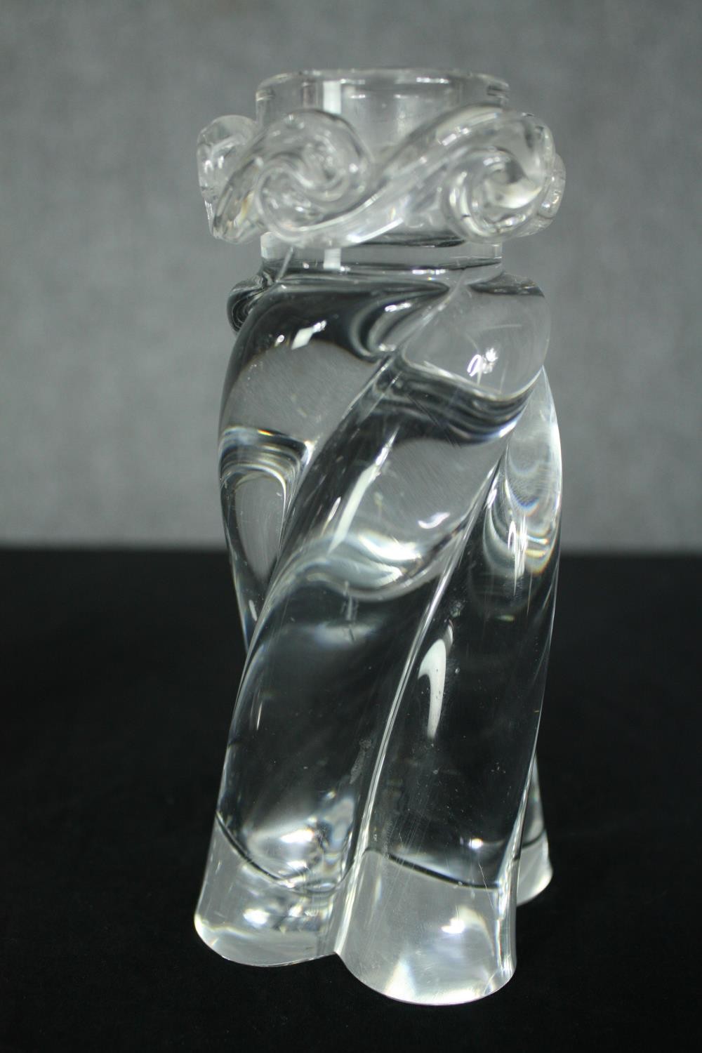 A pair of Baccarat 'Aladin' spiral twist crystal candleholders. H.15cm. (each). - Image 3 of 11