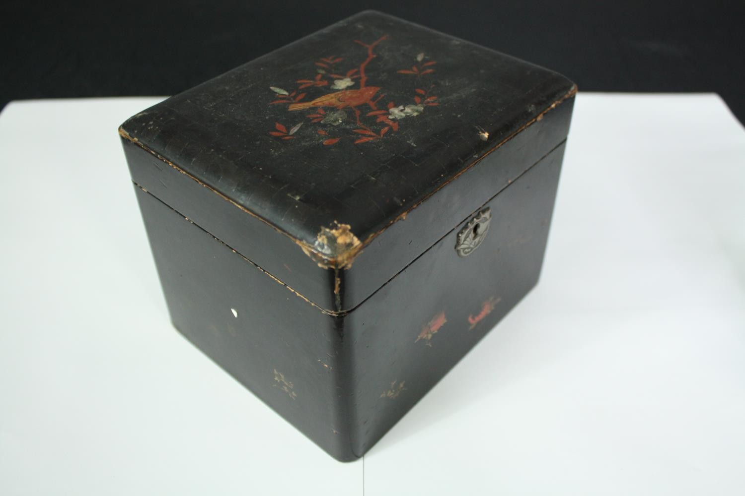 Two Japan lacquered and hand decorated boxes along with boxed glass meditation balls. H.13 W.16 D. - Image 6 of 10