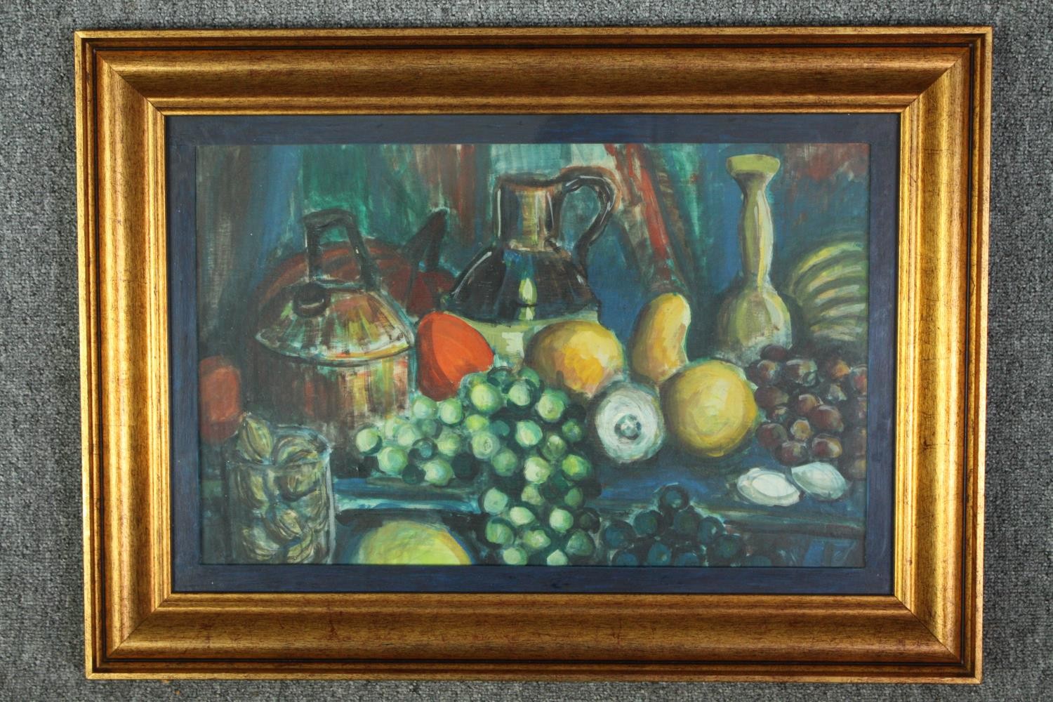 A framed and glazed acrylic painting, still life fruit. H.53 W.73cm. - Image 2 of 3