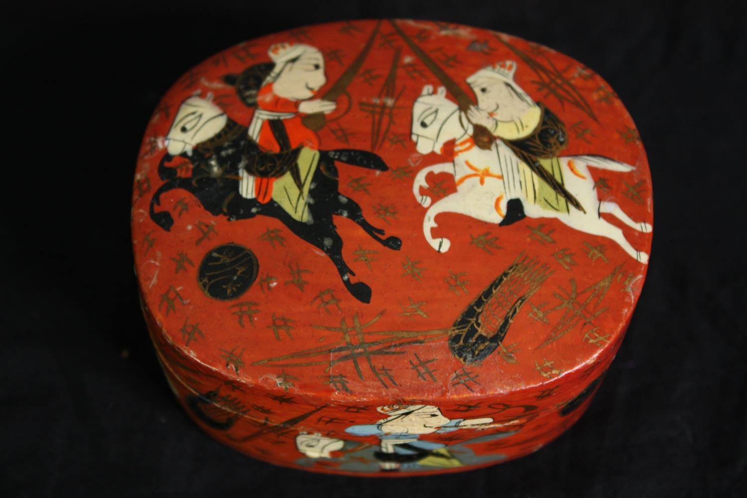 A Japanese hand painted flower plate along with a Persian lacquered box, a hand painted insect egg - Image 7 of 15