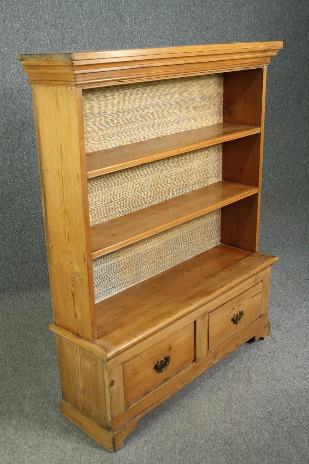 Side cabinet, made from 19th century pine in two sections. H.141 W.132 D.33cm. - Image 5 of 8