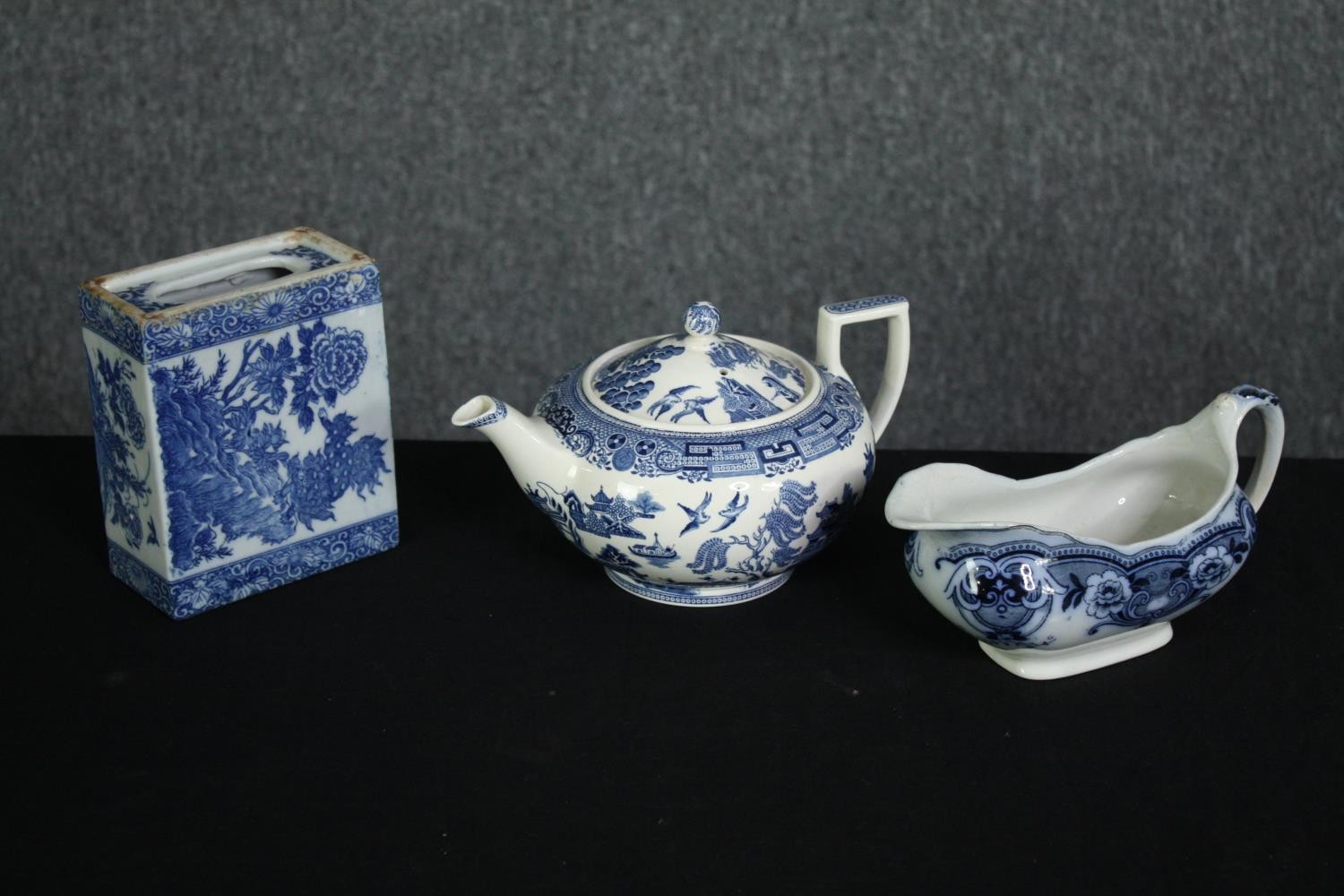 A Japanese vase, three items of blue and white china, etc. H.25cm. (largest). - Image 3 of 20