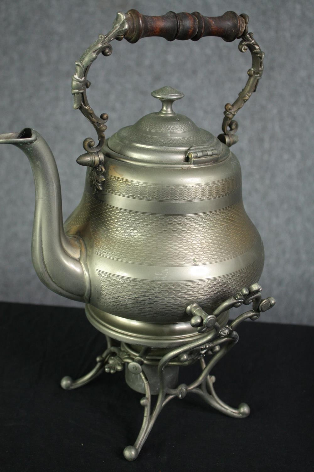 A 19th century spirit burner and a copper jug. H.37cm. (largest). - Image 2 of 6