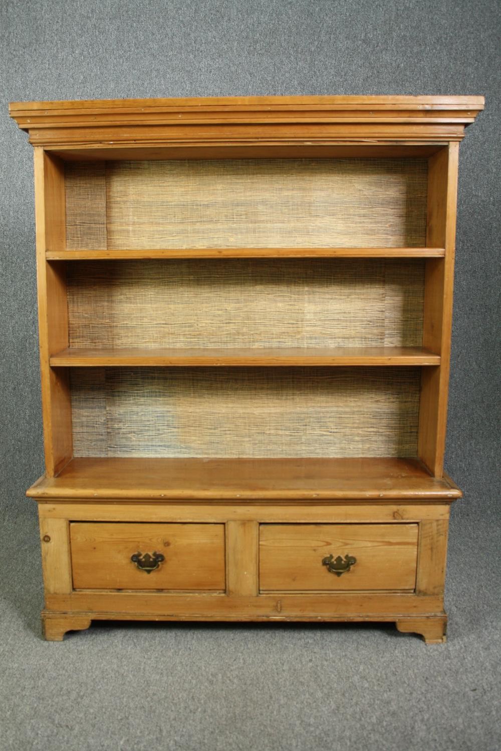 Side cabinet, made from 19th century pine in two sections. H.141 W.132 D.33cm. - Image 2 of 8