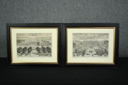 A pair of 19th century lithographs of architectural interest, framed and glazed. H.36 W.45cm. (