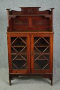 Bookcase, late 19th century Art Nouveau style stained pine. H.139 W.83 D.29cm.
