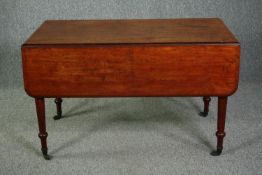 dining table, 19th century mahogany with drop leaves. H.73 W.120 D.122cm.