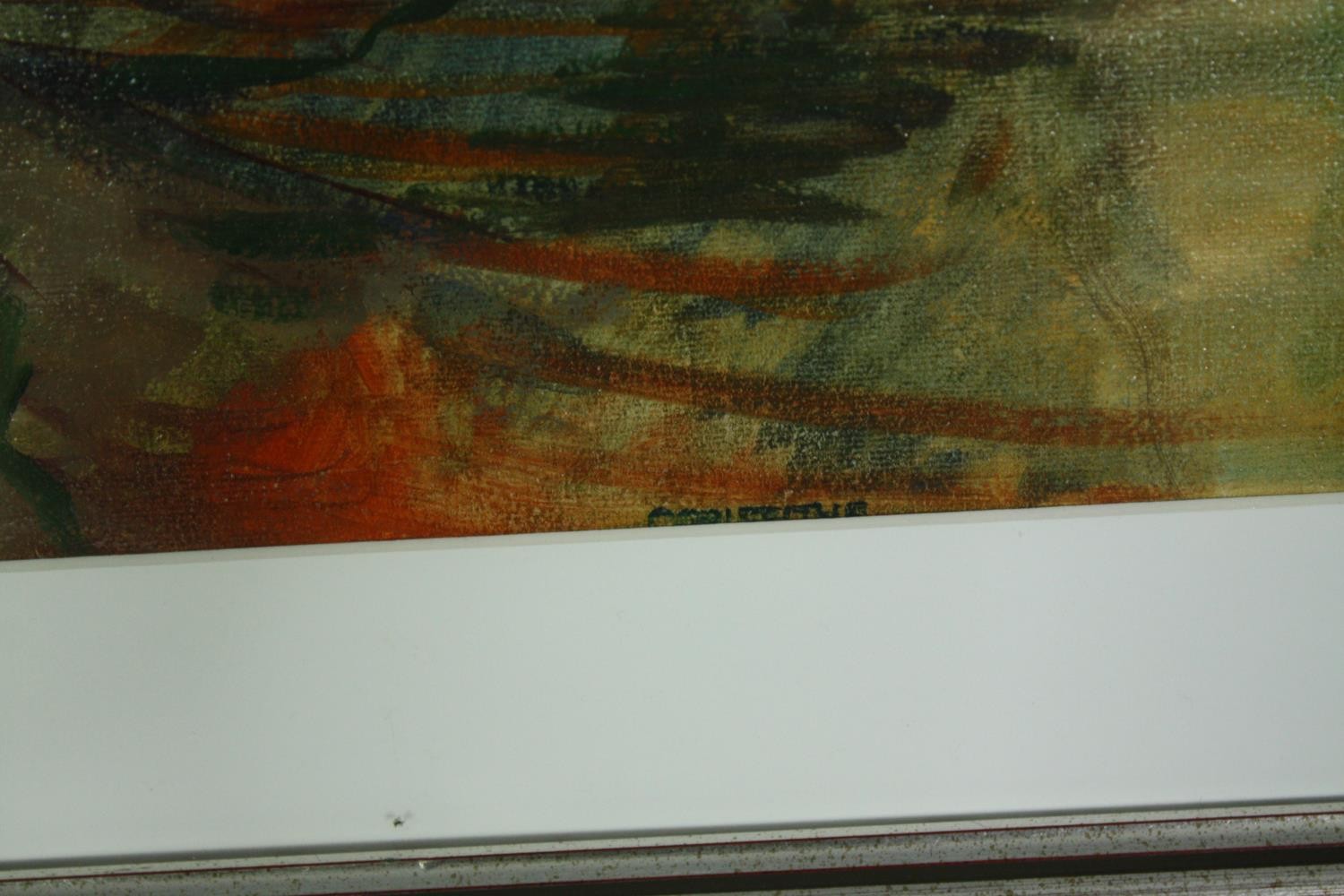 Oil on board, village setting, indistinctly signed. H.59 W.67cm. - Image 3 of 5