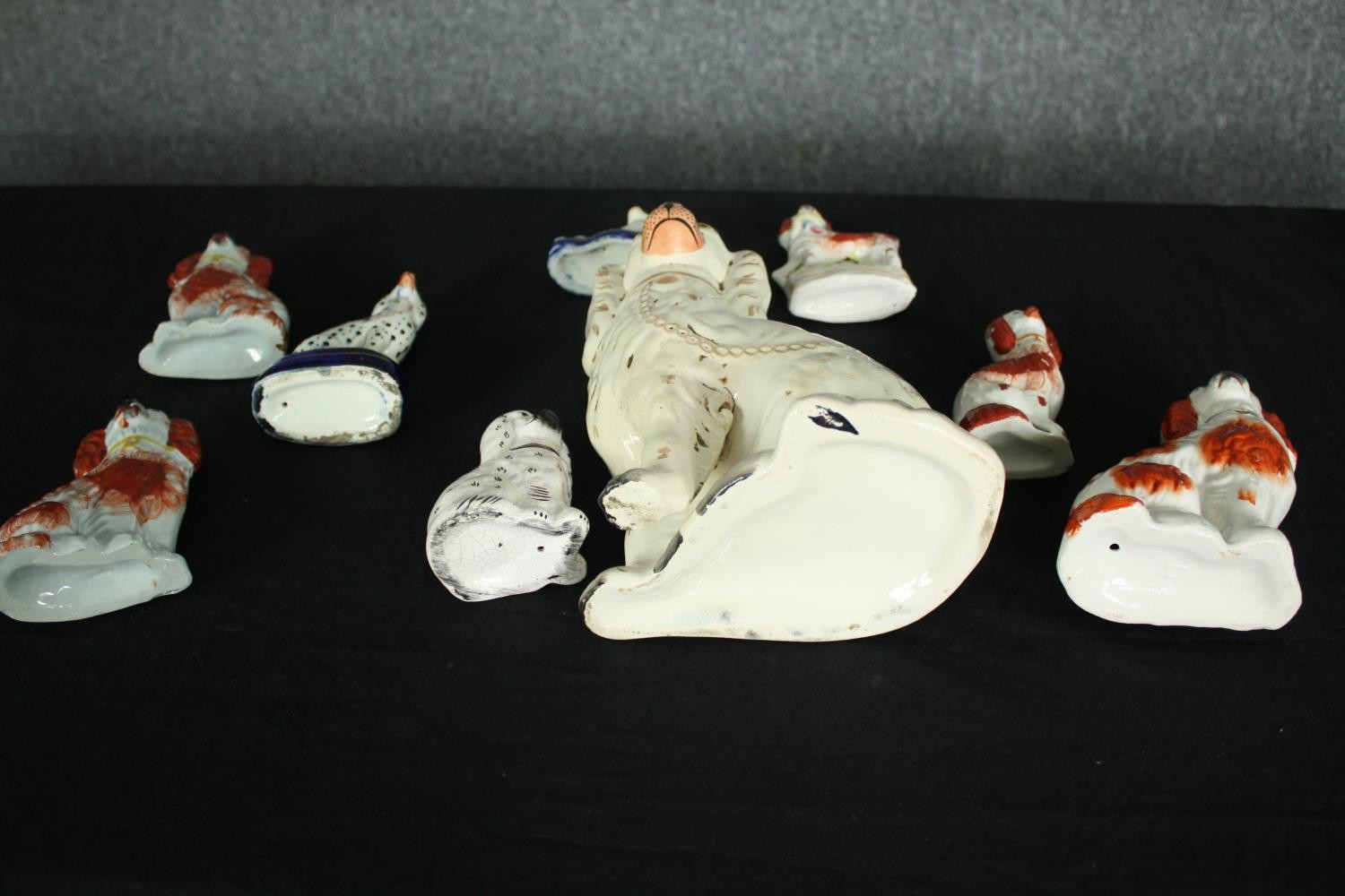 A collection of nine 19th century Staffordshire dogs. H.25cm. (largest) - Image 7 of 8