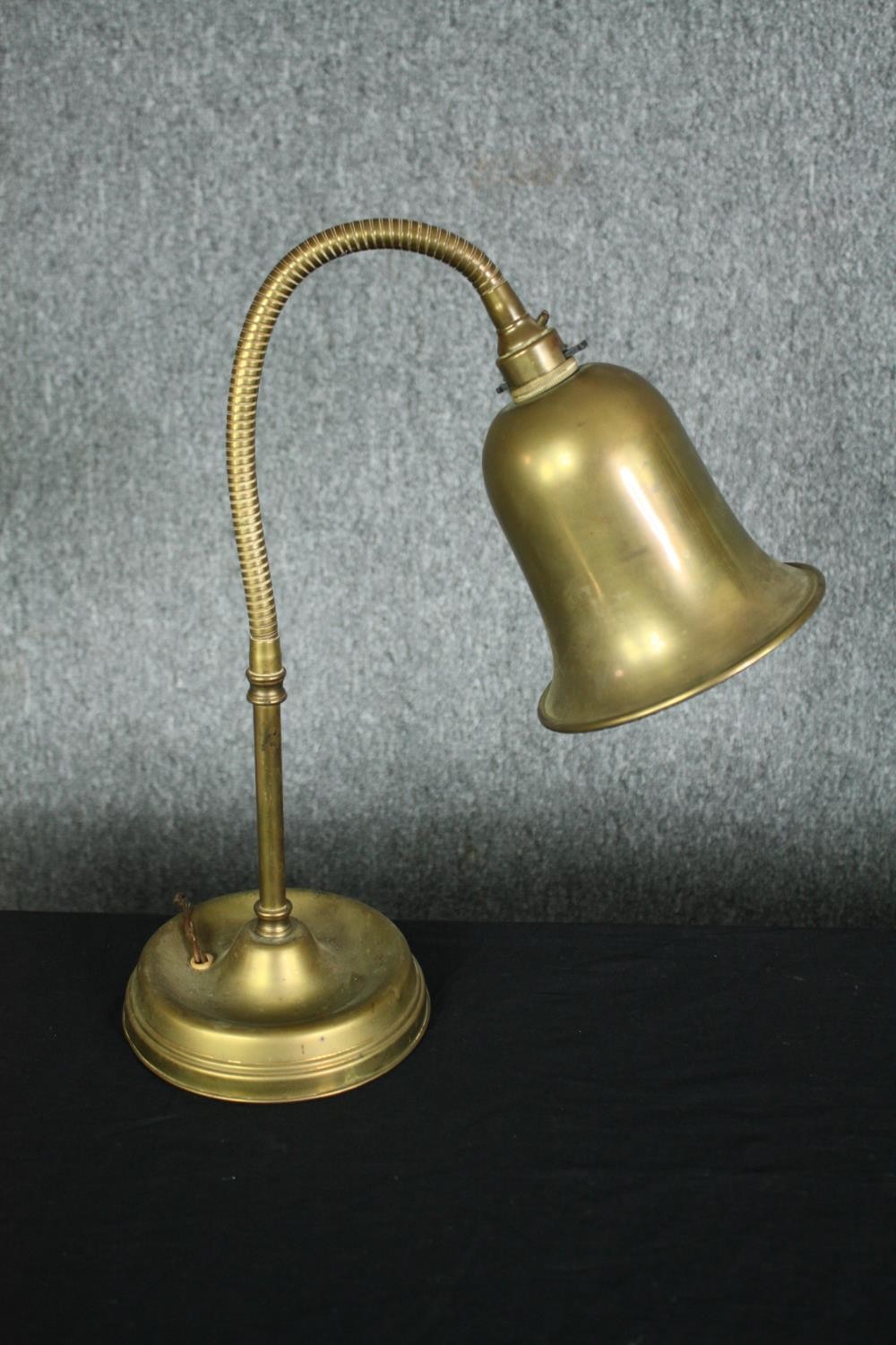 A miscellaneous collection of four brass table lamps to include a desk lamp with articulated - Image 7 of 7