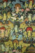 Thangka, Bhuddist, early 20th century hand painted. H.107 W.68cm.