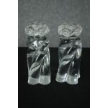 A pair of Baccarat 'Aladin' spiral twist crystal candleholders. H.15cm. (each).