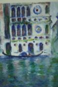 A framed and glazed oil on paper, Venice grand canal scene, indistinctly signed. H.33 W.27cm.