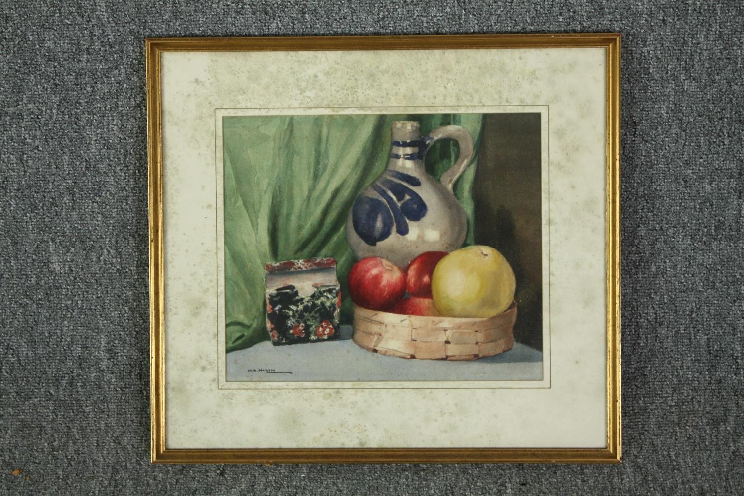 Watercolour, mid century still life, signed W A Martin, framed and glazed. H.42 W.47cm. - Image 2 of 4