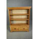Side cabinet, made from 19th century pine in two sections. H.141 W.132 D.33cm.