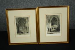 A collection of four 19th century engravings of architectural interest, framed and glazed. H.29 W.