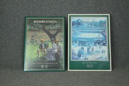 Two framed and glazed Wimbledon tennis posters, signed and inscribed by Martina Navratilova. H.74
