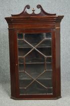 Corner cabinet, 19th century mahogany. H.114 W.70 D.32cm.