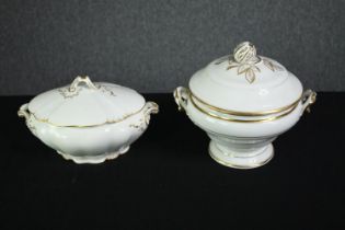 Two 19th century lidded tureens. H.17 W.25cm. (largest)