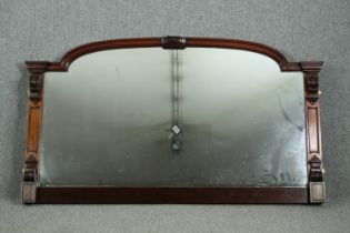 Overmantel mirror, Victorian mahogany. (From a mirror backed sideboard). H.99 W.175cm.