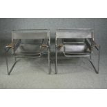 A pair of Marcel Breuer B3 Wassily chairs in chrome and leather. H.73 W.78 D.70cm. (each).