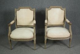 A pair of 19th century Louis XVI style painted armchairs. H.98cm. (each)