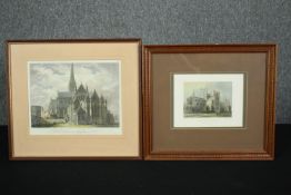 A collection of four 19th century engravings of architectural interest, framed and glazed. H.35 W.