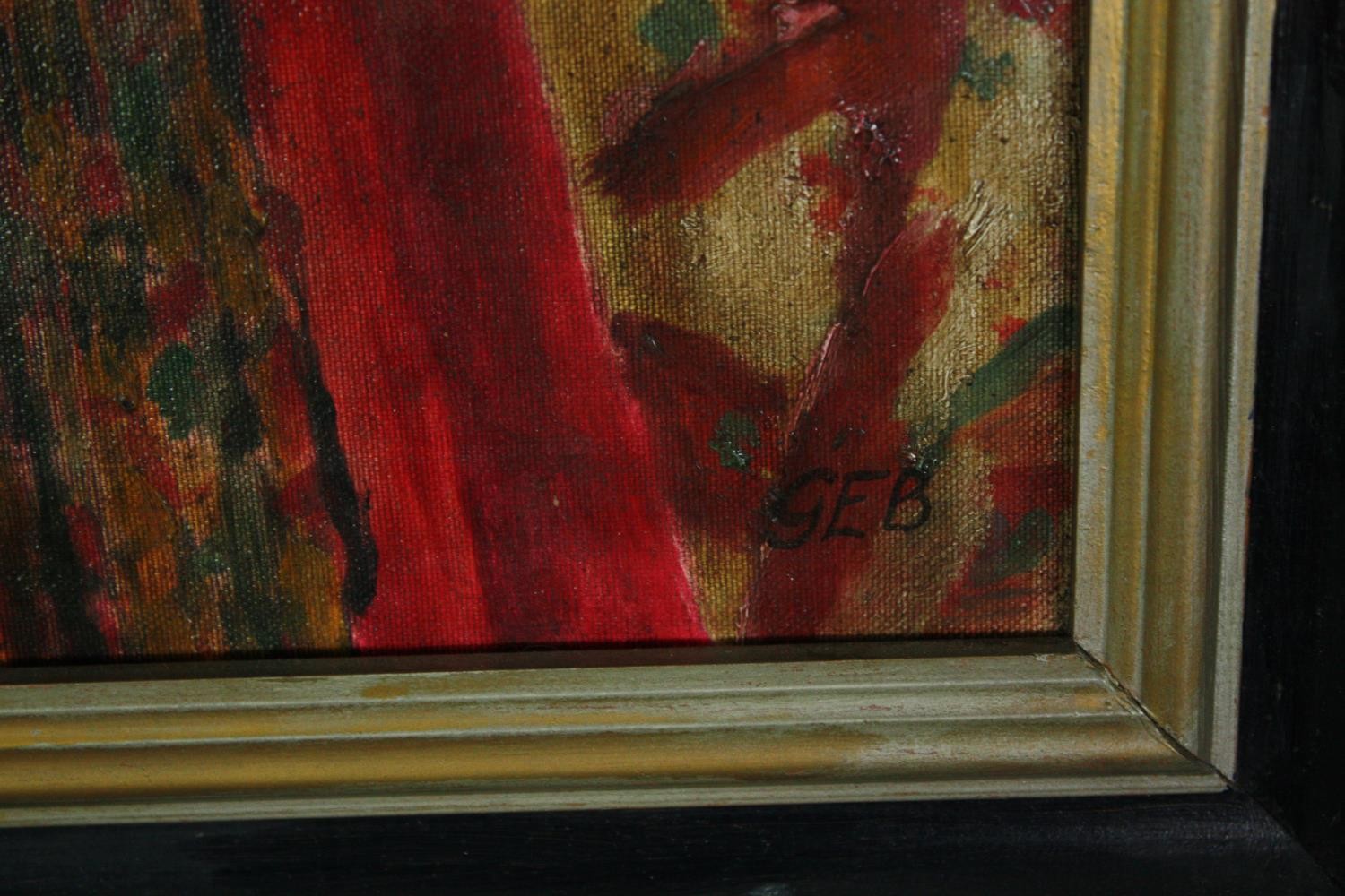 Oil on canvas, still life, signed Geb, framed. H.60 W.55cm. - Image 3 of 4