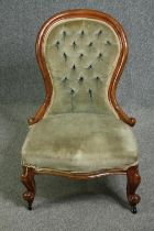 Nursing chair, Victorian walnut. H.91cm.