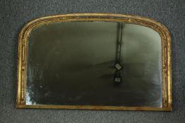 Overmantel mirror, 19th century gilt framed. H.62 W.97cm.