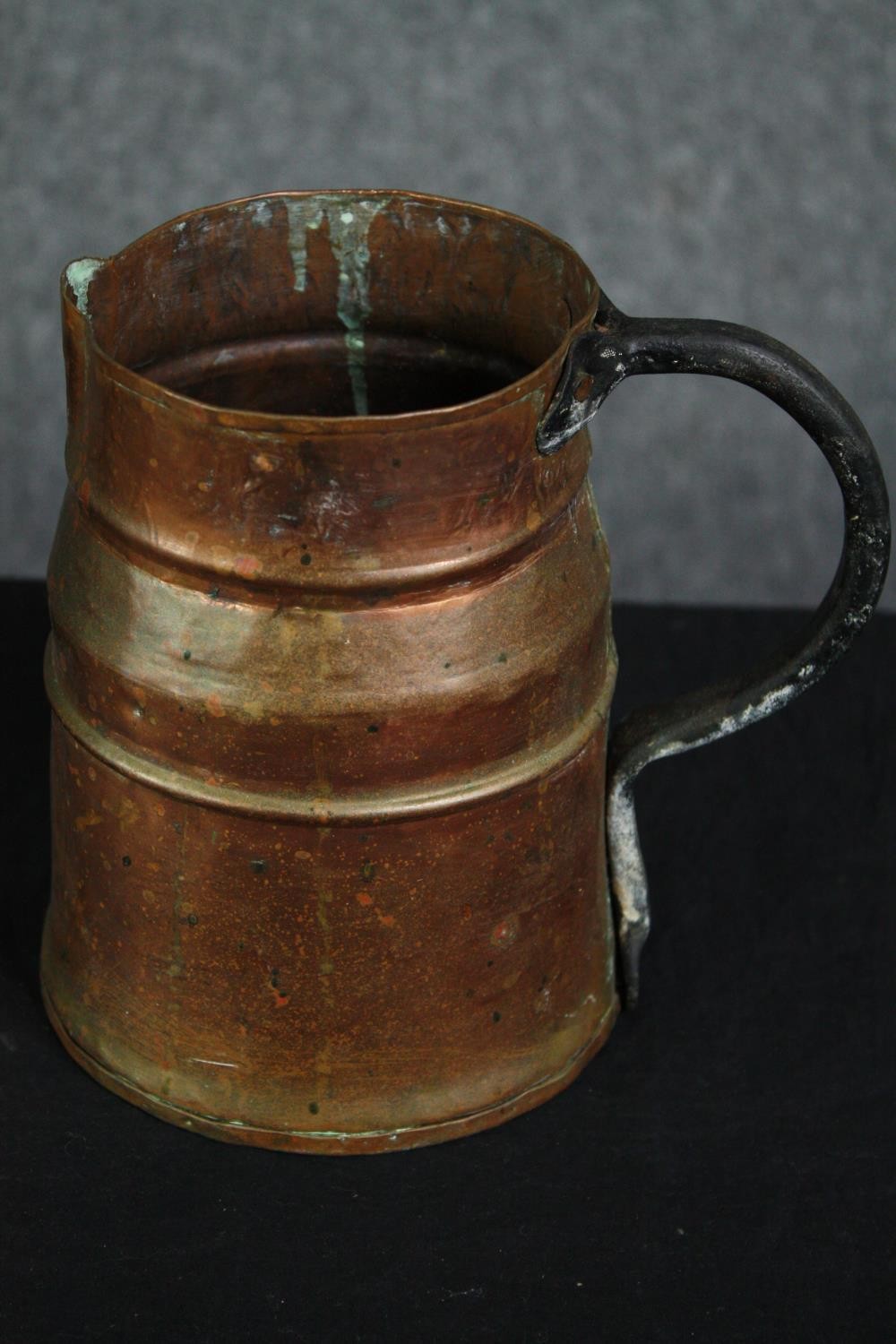 A 19th century spirit burner and a copper jug. H.37cm. (largest). - Image 4 of 6