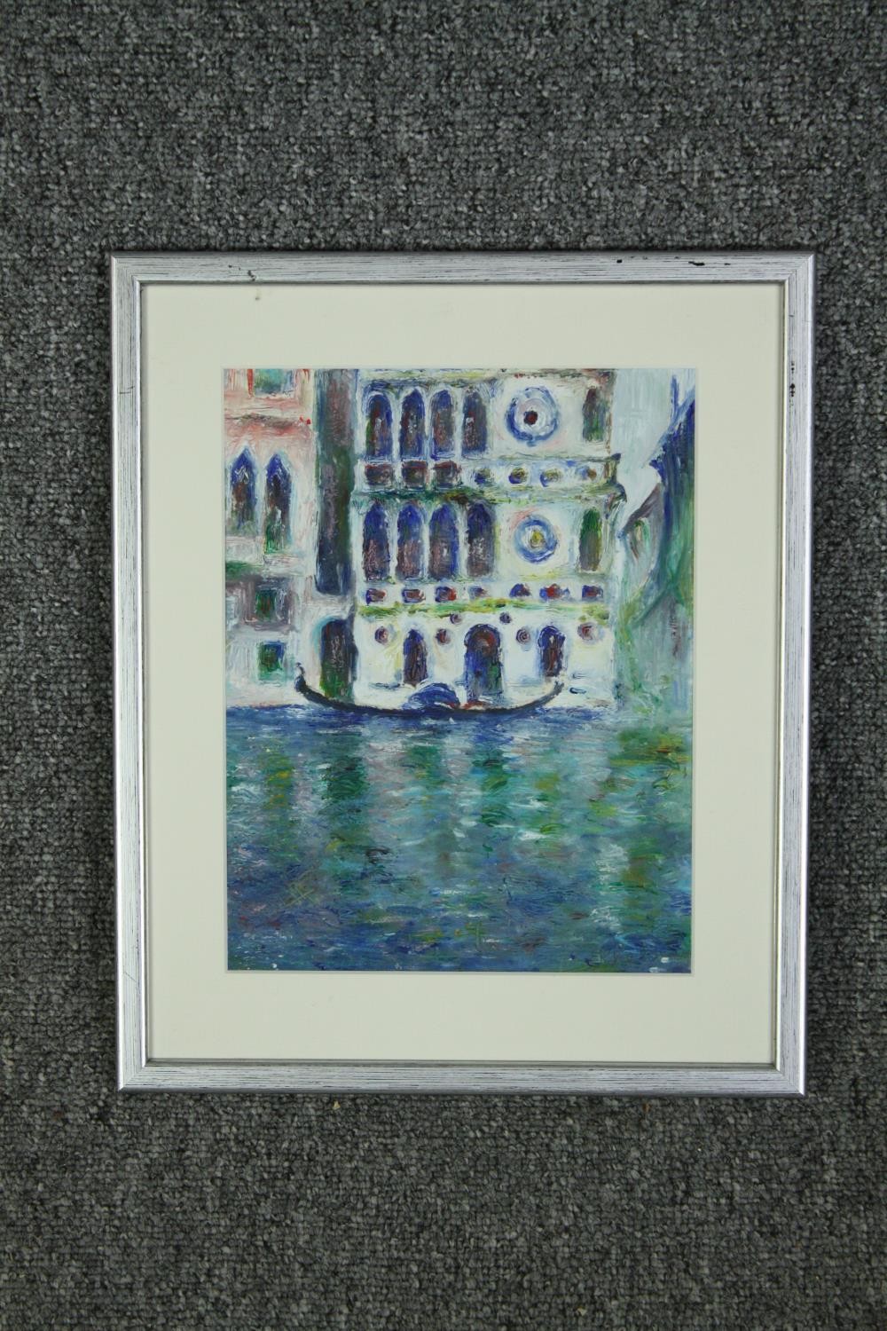 A framed and glazed oil on paper, Venice grand canal scene, indistinctly signed. H.33 W.27cm. - Image 2 of 5