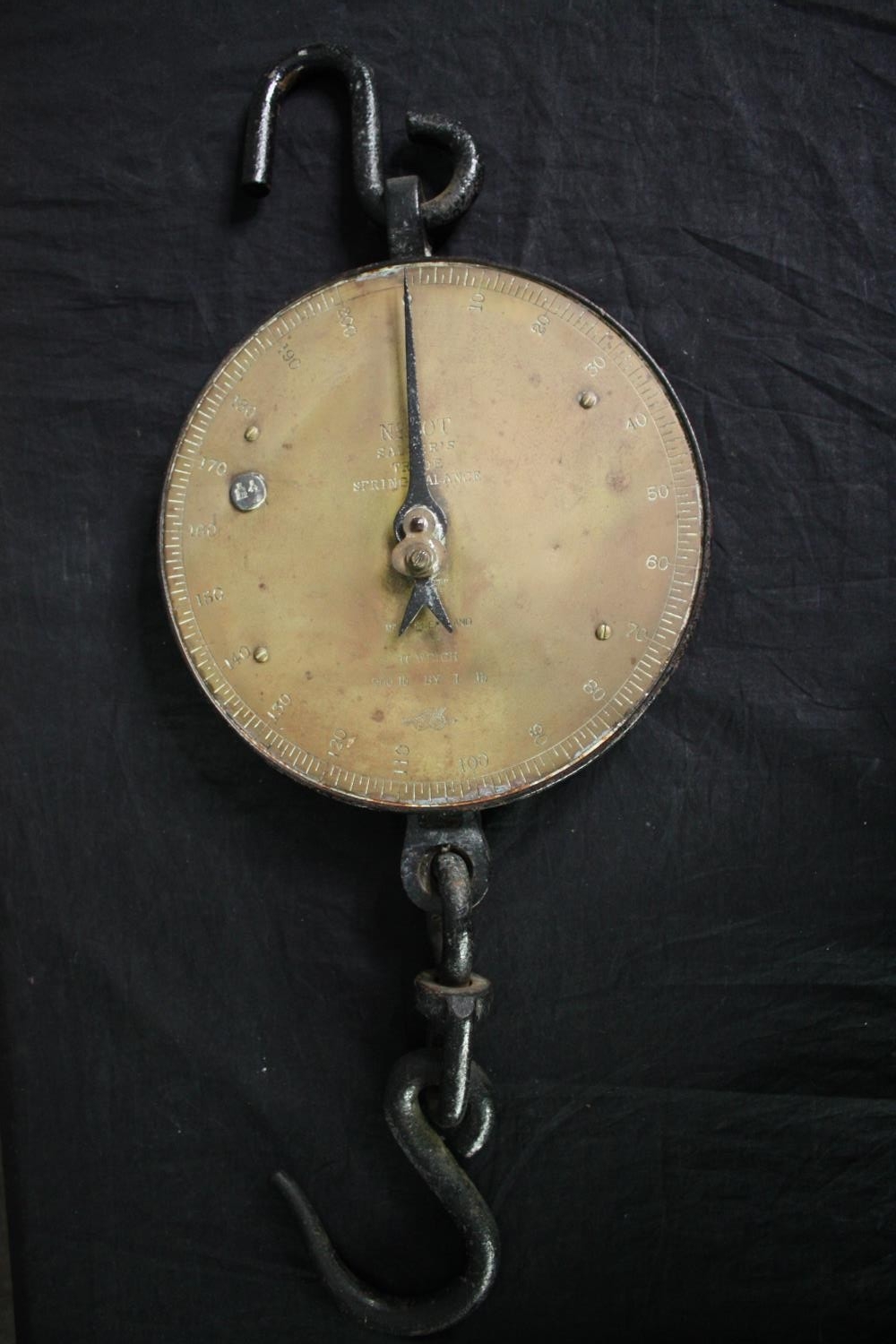 19th century brass hanging scales and an Art Deco mantel clock. L.60cm. (largest) - Image 5 of 10