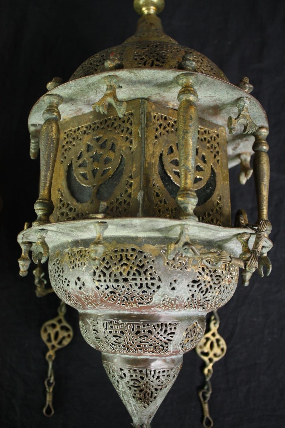 Two Eastern pendant light shade fittings. H.46cm. (largest). - Image 3 of 5