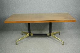 After Charles and Ray Eames for Herman Miller, walnut dining table with plate glass top on aluminium