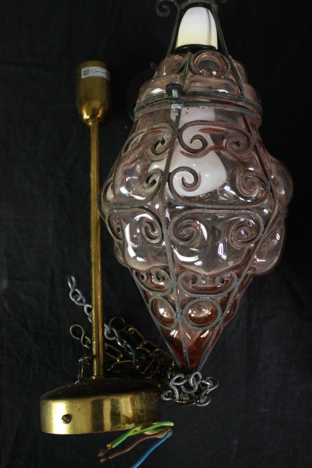 Two Eastern pendant light shade fittings. H.46cm. (largest). - Image 2 of 5