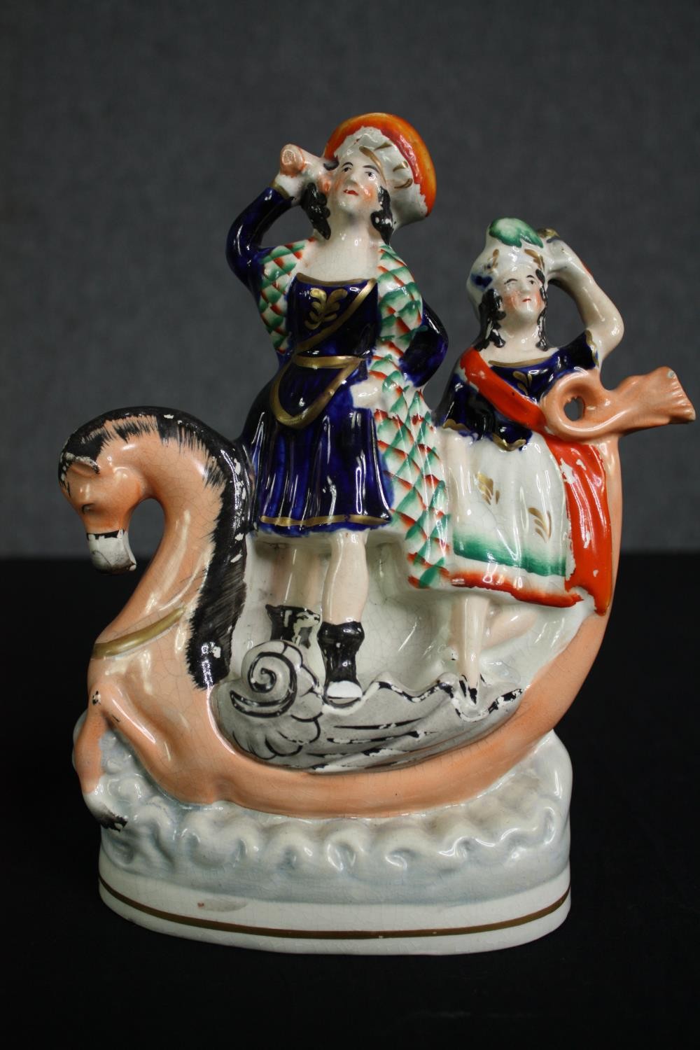 Two 19th century Staffordshire groups, Napoleon and Highland figures in a boat. H,24cm. (largest) - Image 2 of 5