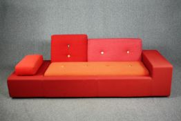 A contemporary Vitra Polder sofa designed by Hella Jongarius upholstered in Polder red fabric. H.