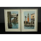 A pair of framed and glazed watercolours, Venice, signed Salvini. H.37 W.26cm.