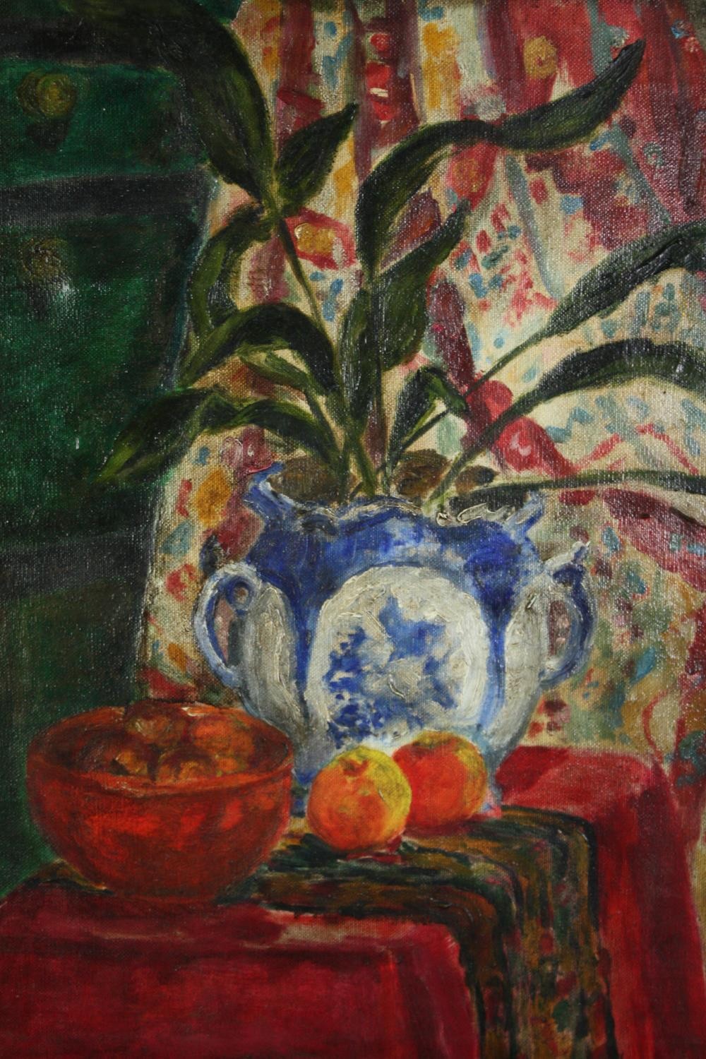 Oil on canvas, still life, signed Geb, framed. H.60 W.55cm.