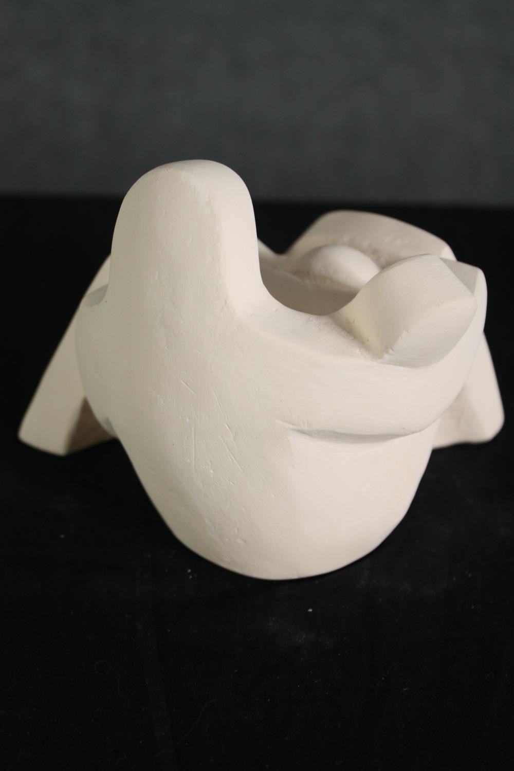 A fired clay figure group, abstract seated couple. H.11cm. - Image 5 of 5
