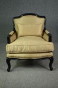 Armchair, Louis XV style ebonised. H.98 W.63 D.80cm. (Looks new and unused).