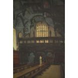 Henry Thomas Jarman (1871-1956), oil on canvas, Middle Temple Dining Hall, signed, gilt framed. H.80